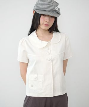 언발 카라 블라우스 자켓 [화이트]