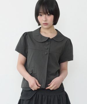 언발 카라 블라우스 자켓 [차콜]