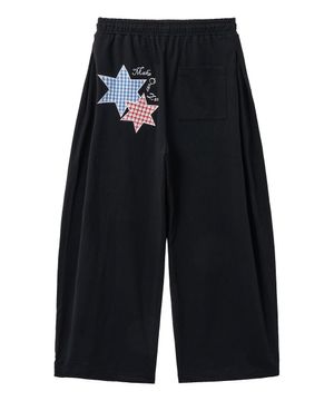 스타패치 사이드턱 와이드 트레이닝팬츠 블랙