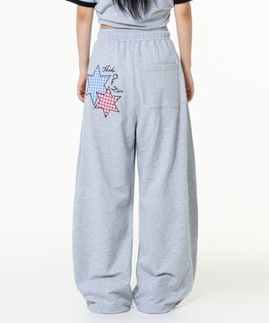 스타패치 사이드턱 와이드 트레이닝팬츠 그레이