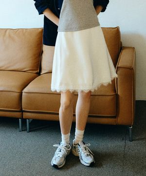 실키 미디 스커트_크림