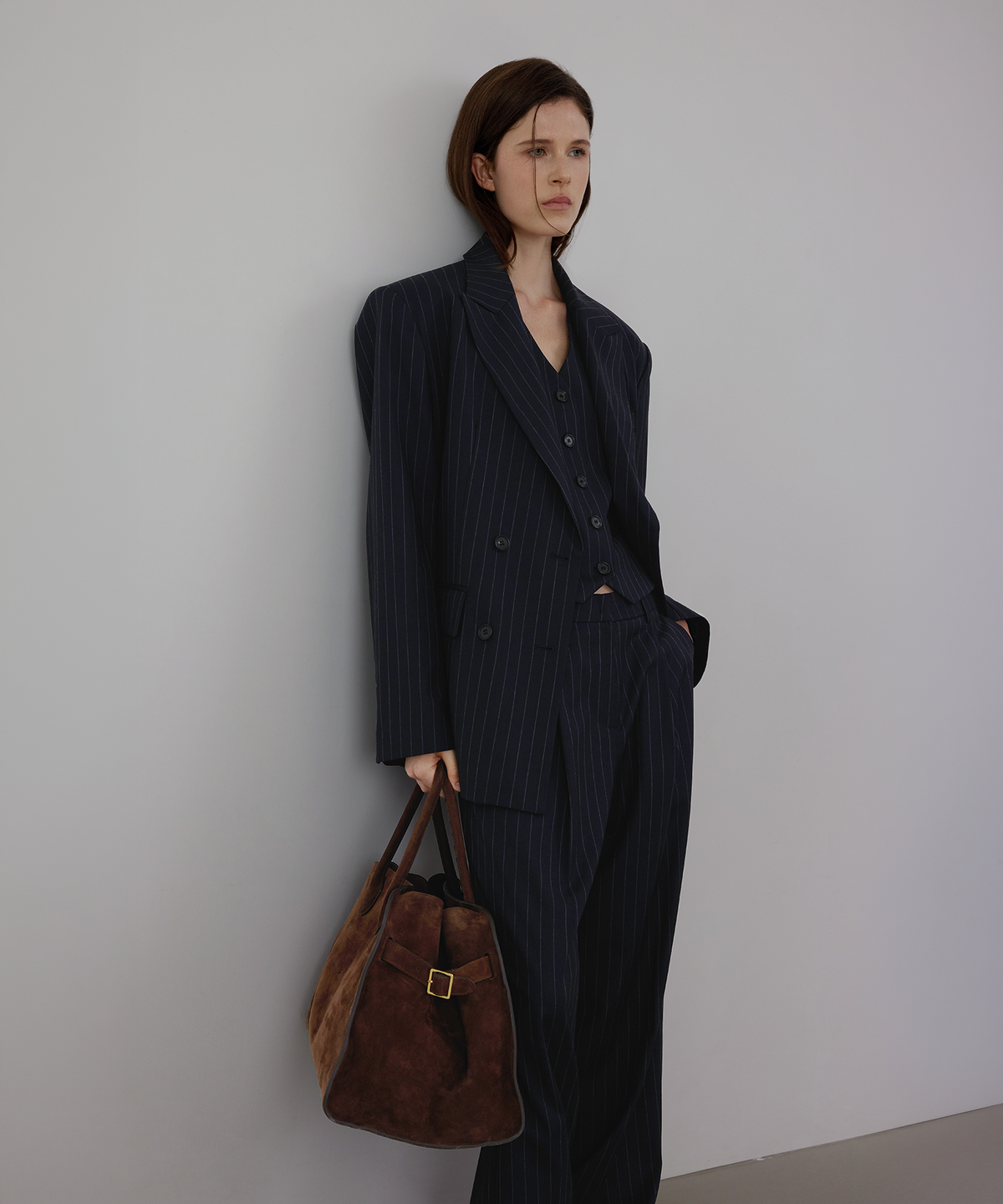 퀸스래빗(Q'SRB) F/W Striped Three Set-up Suit Double-brest Wool Jacket