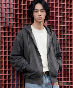 피그먼트 크롭 투 파인더 후드집업 다크그레이 JUHD4742