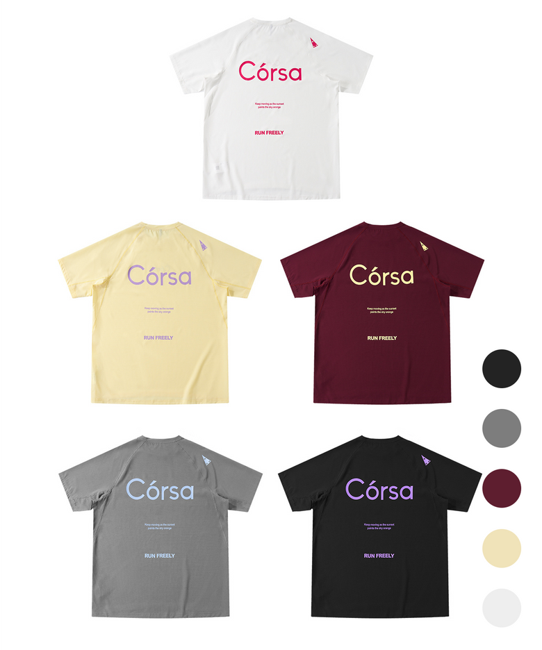 코르사 코튼 스티치 라글란 러닝 숏슬리브(5 COLORS)