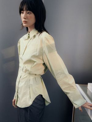 벨티드 핀턱 셔츠 [AVOCADO] / GF1LSH502