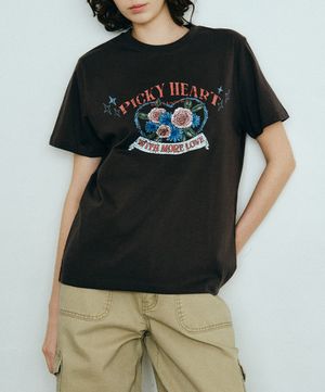 빈티지 로즈 반팔티_차콜