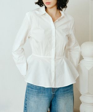 페플럼 셔츠 블라우스_화이트