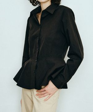 페플럼 셔츠 블라우스_블랙