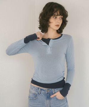 팬지 레이어드 3/4 슬리브_블루