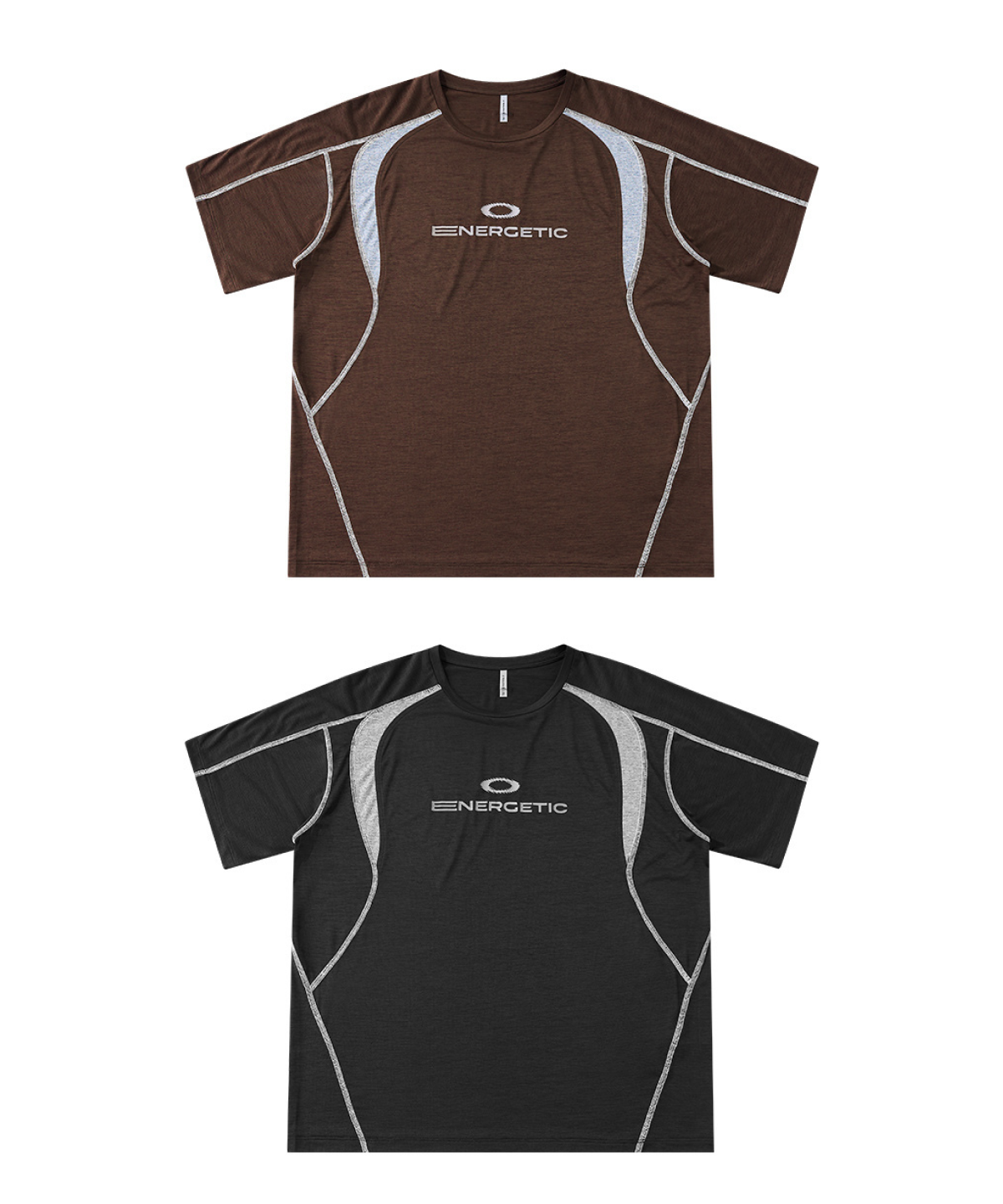 버튼서울(BUTTON SEOUL) 에너제틱 퀵 드라이 테크 숏슬리브 퍼포먼스 티셔츠(BLACK/BROWN)