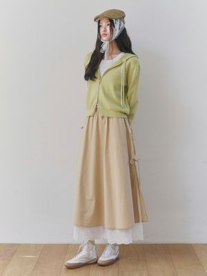 [리본슬릿/데일리] 보우 슬릿 맥시 스커트 (CAMEL)