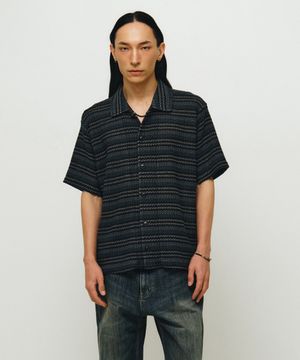 vintage stripe crochet 1/2 shirts (vtg blue)