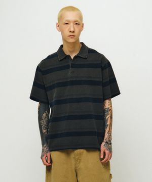 Vintage pk stripe 1/2 polo shirt (vtg blue)