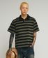 [엔도어 X 후디진호] Vtg Dyed Stripe 1/2 Polo Shirt (vtg olive)