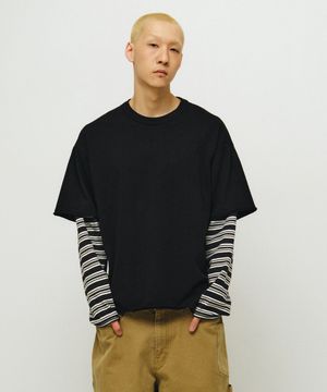 Layered Stripe Long Sleeve  (black)