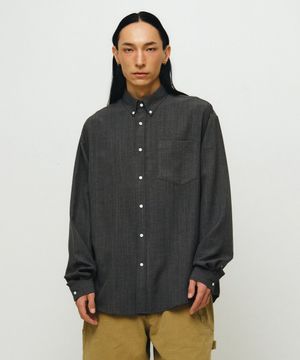 [엔도어 X 후디진호] Muted stripe shirt (dark gray)