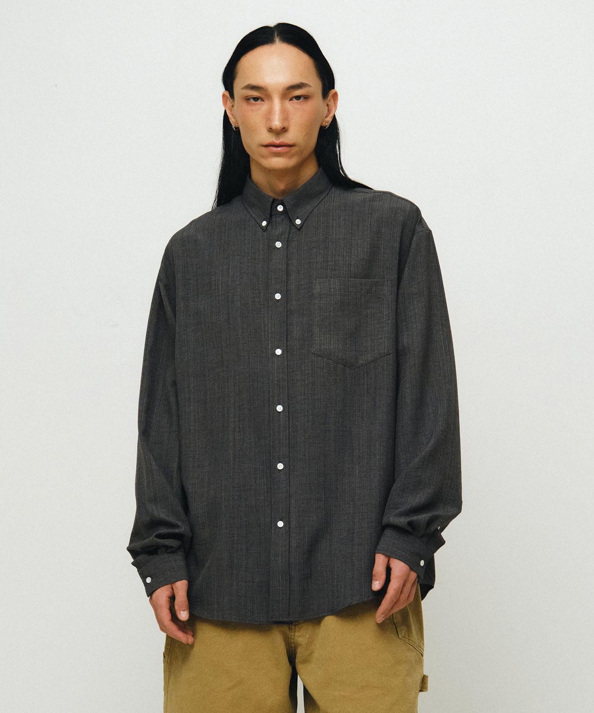 엔도어(ENDOOR) Muted stripe shirt (dark gray)