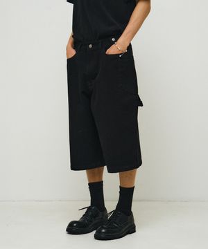 Washed Utility Bermuda Pants (black)