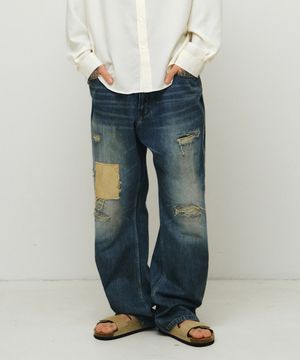 [엔도어 X 후디진호] Archive repair denim pants (indigo blue)