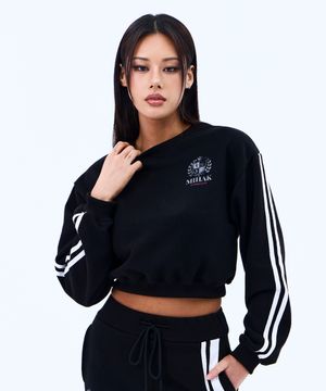 아이비리그 트랙 라인 크롭 스웨트셔츠 (BLACK)