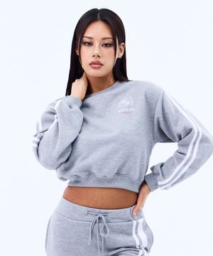 아이비리그 트랙 라인 크롭 스웨트셔츠 (GRAY)