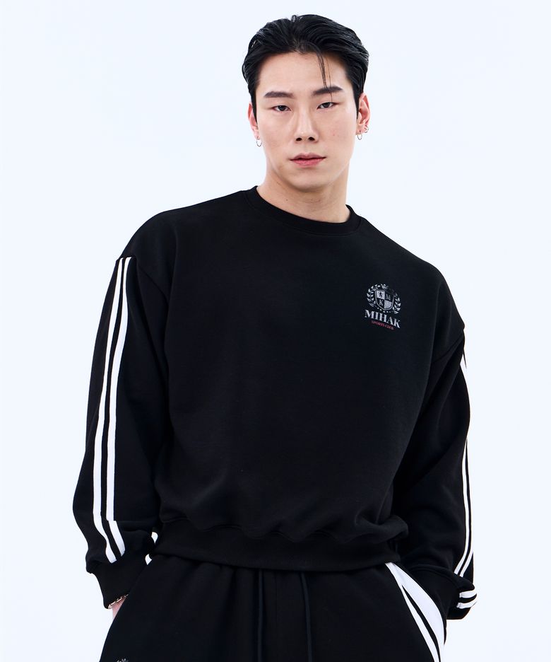 아이비리그 트랙 라인 스웨트셔츠 (BLACK)