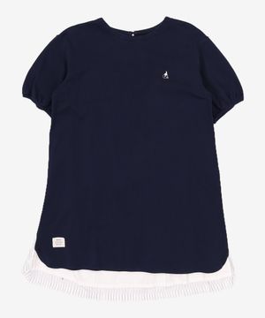 네이비 우븐 배색 저지 원피스 (BI1371G05R) 165