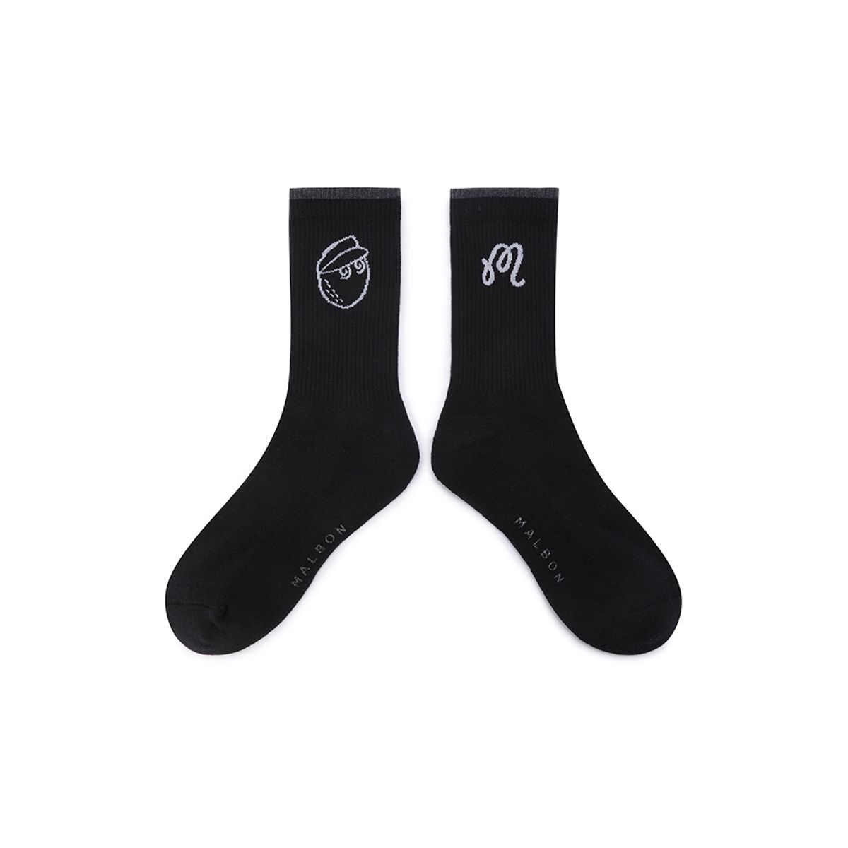 말본 골프(MALBON GOLF) 언발란스 로고 자카드 크루 삭스 BLACK