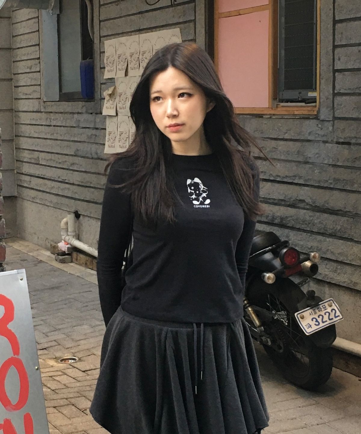 어썸스튜디오(AWESOME STUDIO) 베이비 캣 로고 탑 블랙