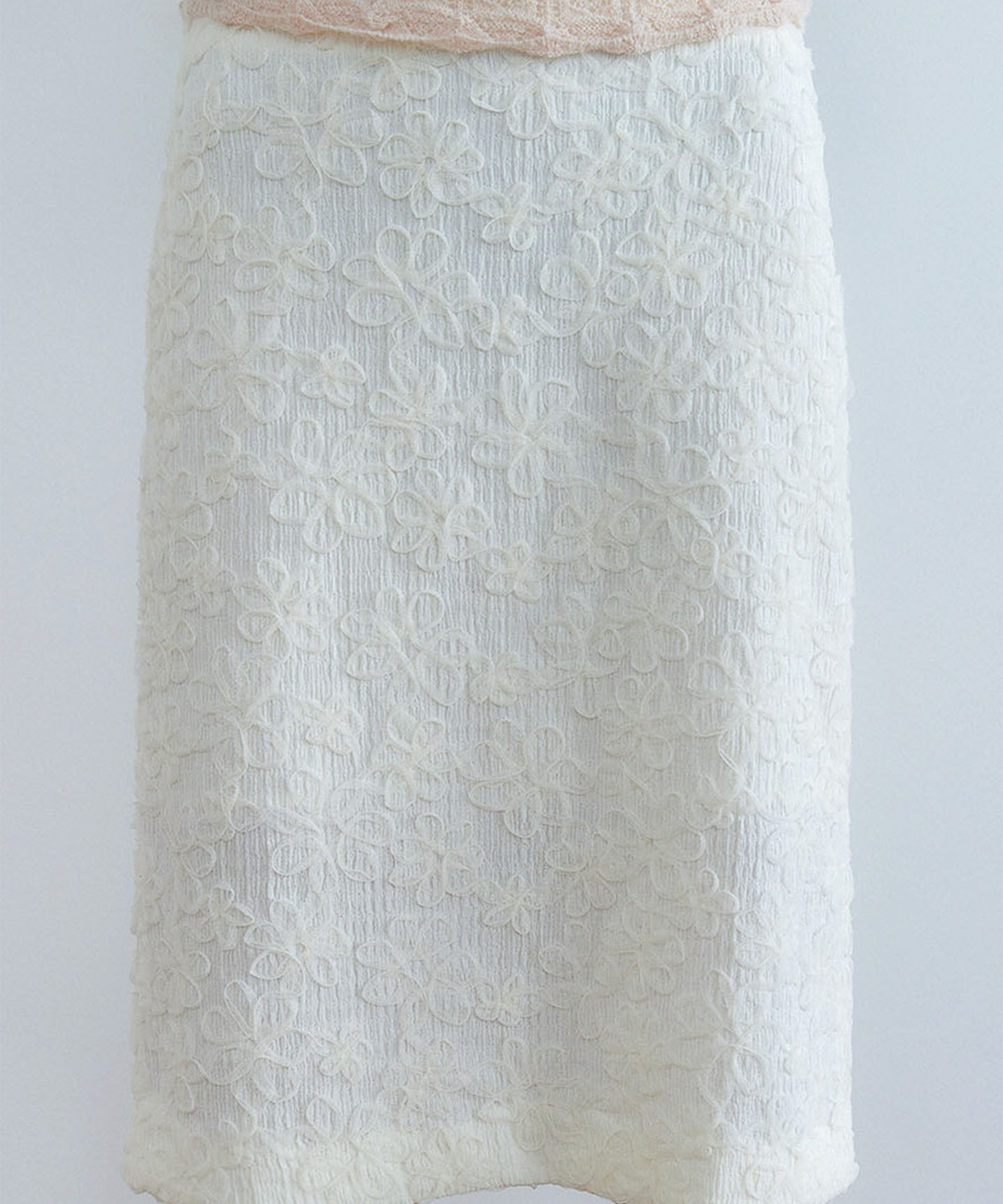 아우로(OURO) JAQUARD FLOWER LONG SKIRT [ CREAM ]