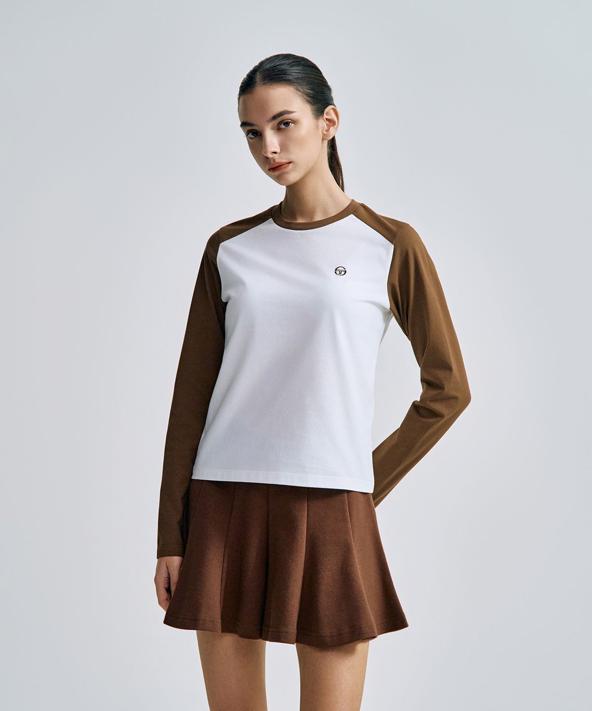세르지오 타키니(SERGIO TACCHINI) W 쿨매치 컬러블럭 긴팔 티셔츠 (Brown)