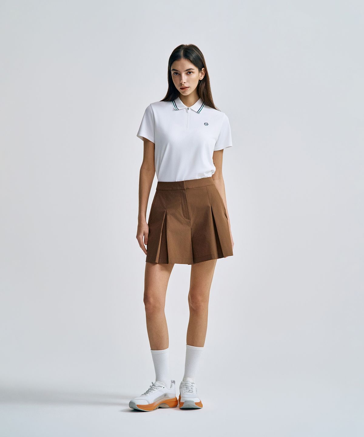 세르지오 타키니(SERGIO TACCHINI) W 프레쉬닷 핀턱 쇼츠 (Brown)