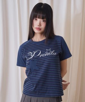 STRIPE STAR LOGO RAGLAN CREWNECK TEE DEEP BLUE