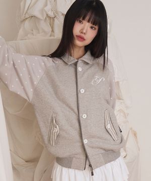 BUTTON STAR DOT SWEAT ZIP UP JAKET GRAY