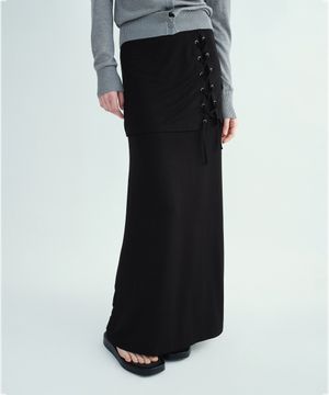 폴딩 스트랩 맥시 스커트 [블랙]