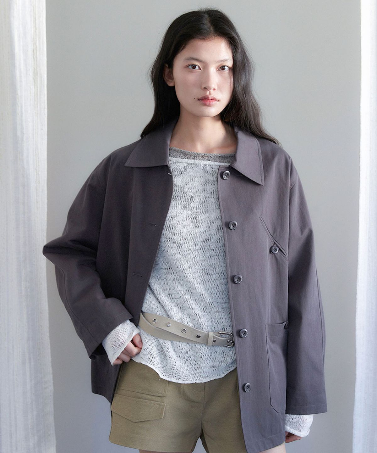 아우로(OURO) COTTON SAPARI TRENCH JACKET [ CHARCOAL ]