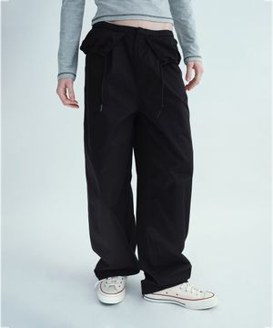 오버레이 와이드 치노 팬츠 [블랙]