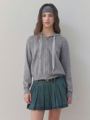 [레이스스트링/여리핏] 레이스 스트링 니트 가디건 (GRAY)