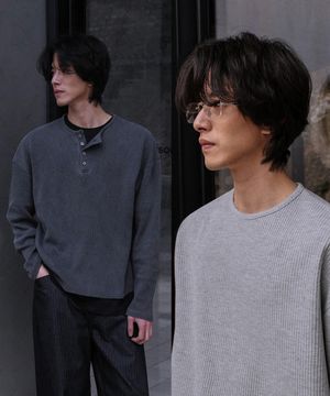 [2STYLE] 와플 세미 크롭 롱슬리브