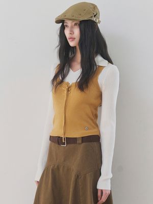 [일체형/뷔스티에/레이어드] 리브드 니트 탑 (IVORY)