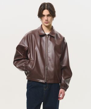 시그니처 신세틱 레더 오버핏 2WAY [브라운]