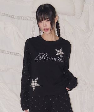 CHECK STAR DOT LONG SLEEVE BLACK