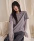 STRIPE LAYERED HENRY NECK  LONG SLEEVE GRAY