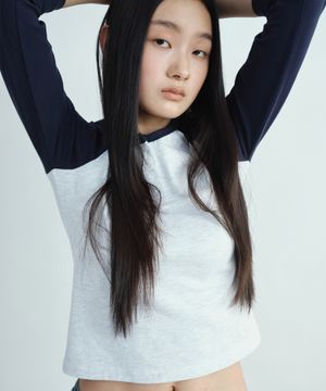 3/4 헨리 래글런 티셔츠 [네이비]