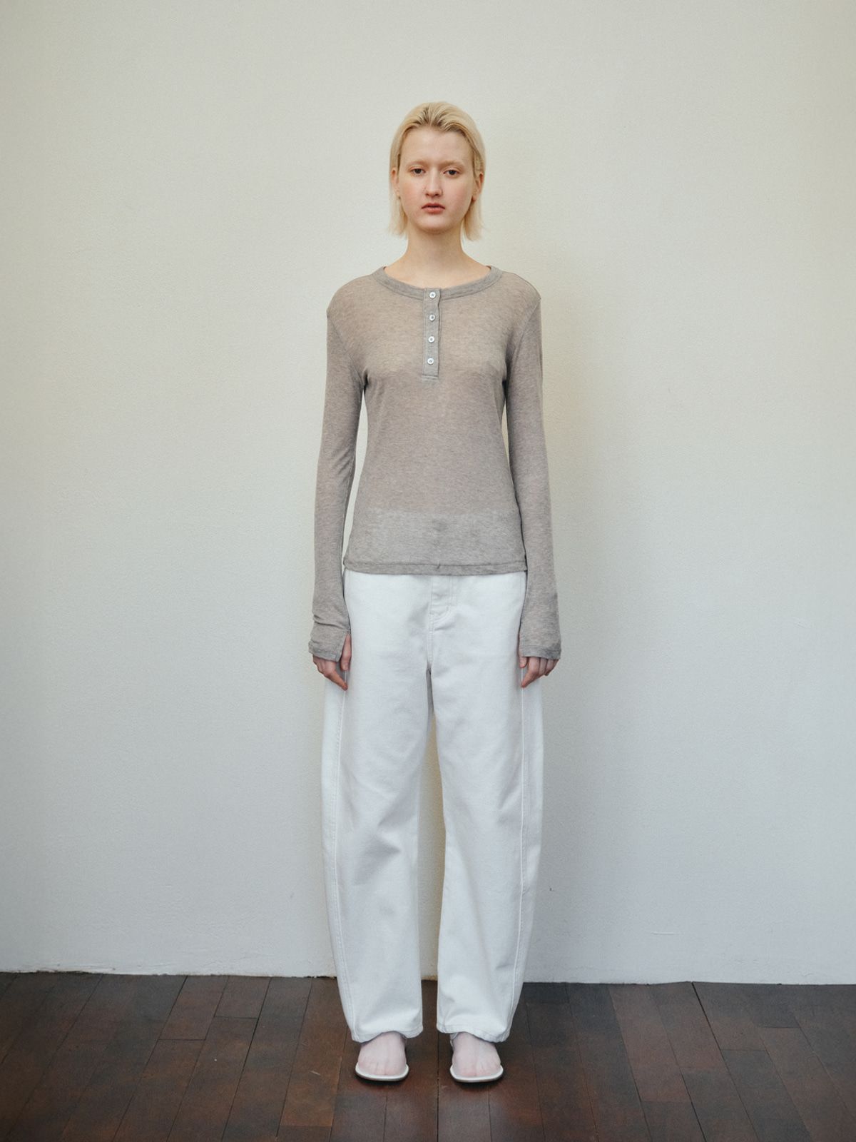 리플레인(REPLAIN) BUTTON JERSEY TOP_GREY