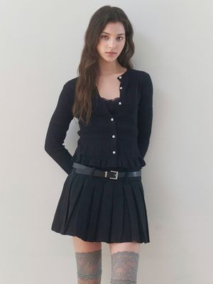 [슬림핏/레이어드세트/텍스처원단] 텍스처 슬림핏 가디건 이너 세트 (BLACK)