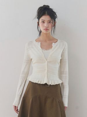 [슬림핏/레이어드세트/텍스처원단] 텍스처 슬림핏 가디건 이너 세트 (IVORY)