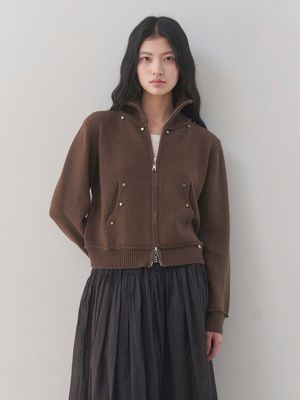 [하이넥/빈티지무드] 빈티지 하이넥 집업 가디건 (BROWN)