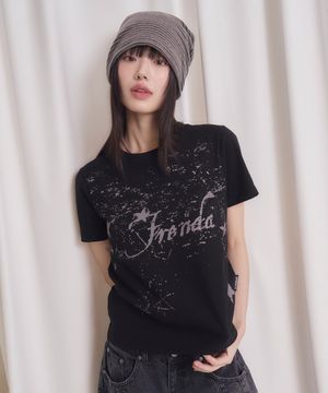 STAR LETTERING LOGO CREWNECK TEE BLACK