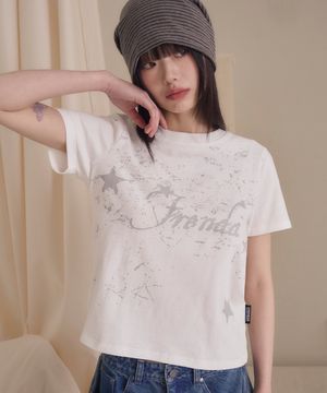 STAR LETTERING LOGO CREWNECK TEE WHITE